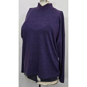 VINTAGE OAKBROOK SPORT MADE IN USA Purple Mock Turtleneck Top M Boxy‎ 90s